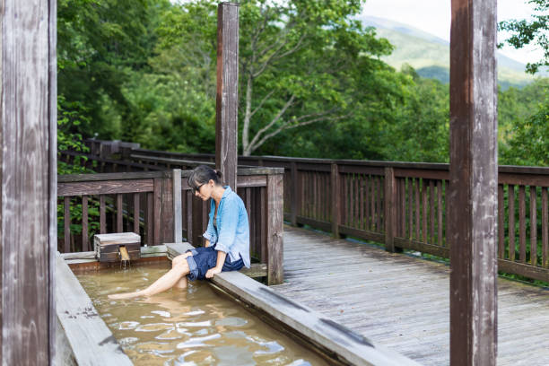 Yuagari foot bath town walk Beppu Japan
